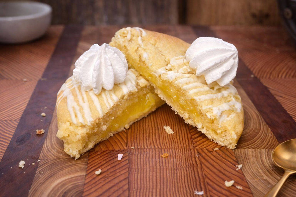 Lemon Meringue Stuffed Chocolate Chip Cookie