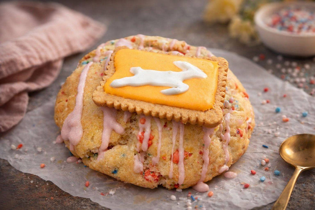 Zoo Sprinkle Cheesecake Stuffed Chocolate Chip Cookie